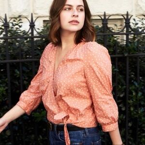 Madewell Cotton Wrap Top in Star Scatter